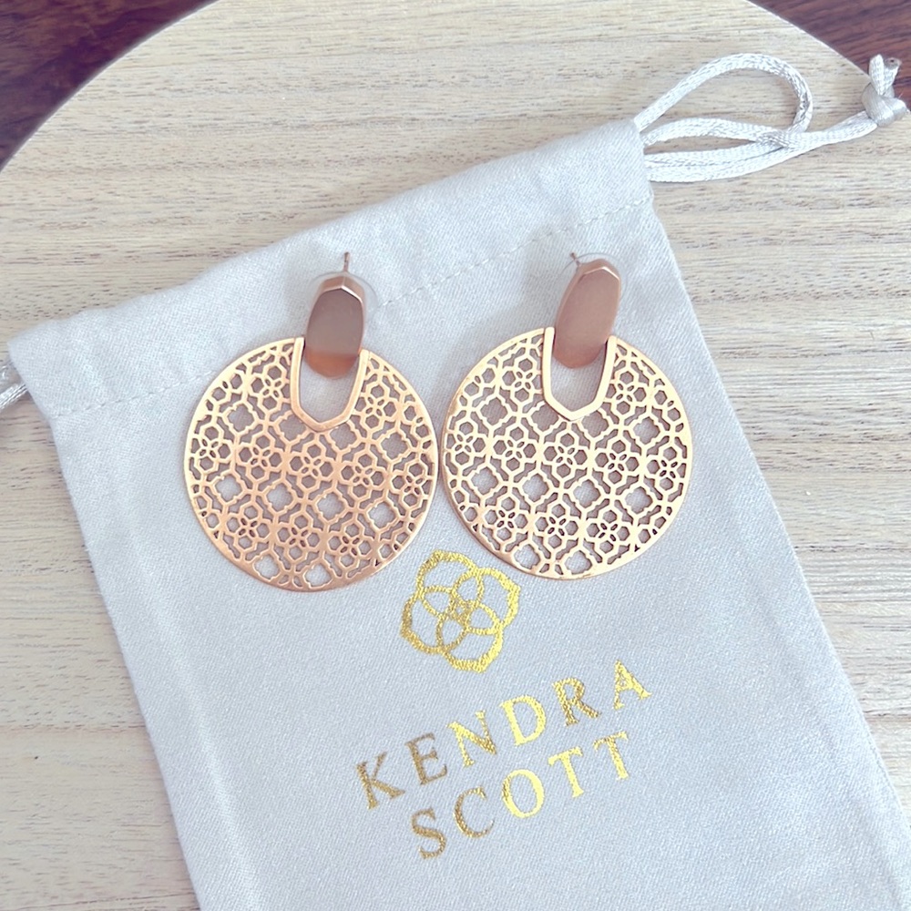 Kendra Scott Didi Rose Gold Statement Earrings in Rose Gold Filigree